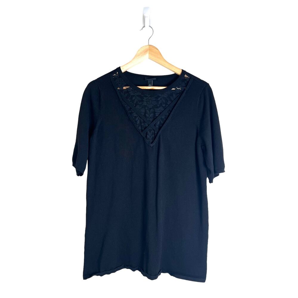 torrid Black Lace Inset Short Sleeve Sweater Top